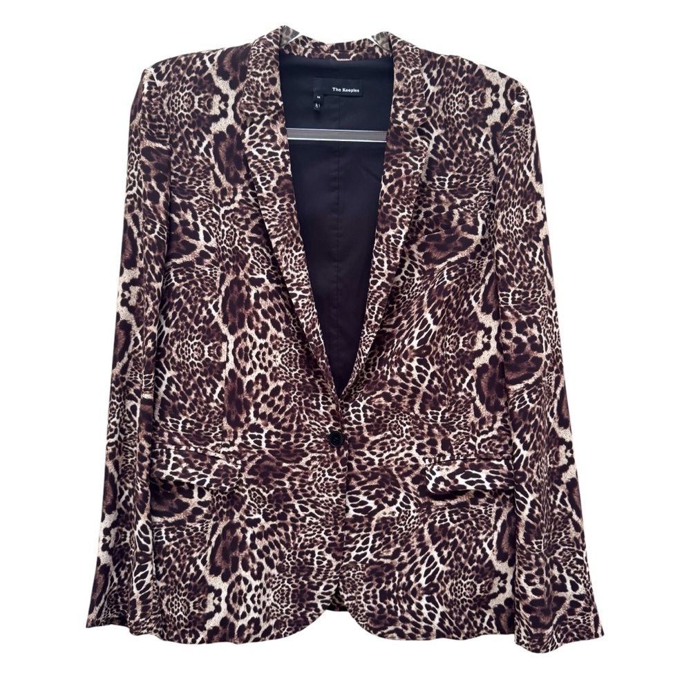 The Kooples Crepe Leopard Print Blazer Bold Maximalist Mob Wife Statement Jacket
